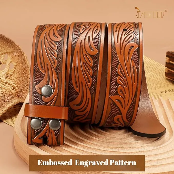 🤠🌟 Western Leather Belt with Embossed Floral Design 🌟🤠