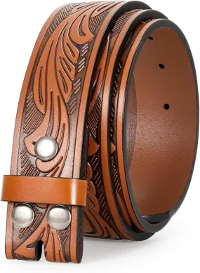 🤠🌟 Western Leather Belt with Embossed Floral Design 🌟🤠