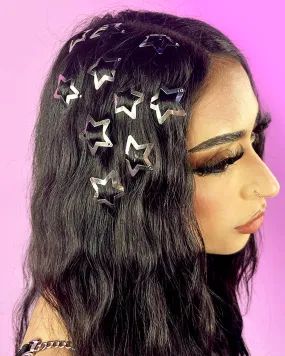 10pc Silver Star Hair Clips