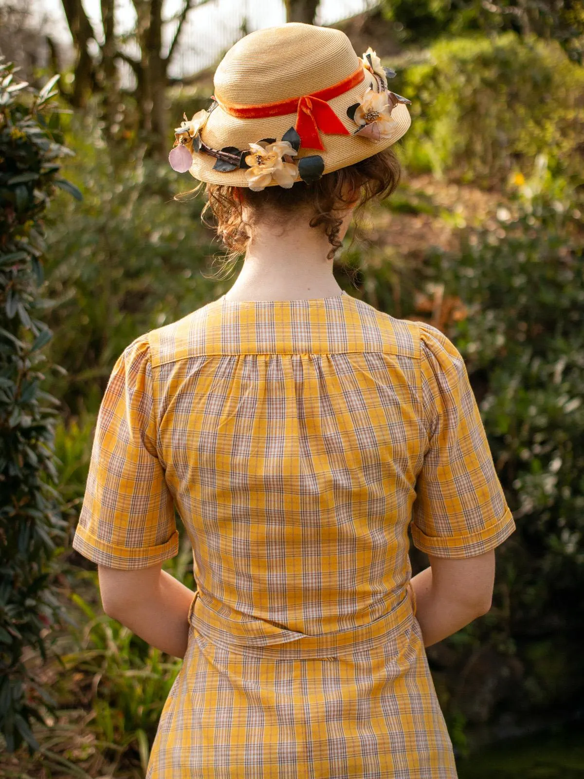 1940s Vintage Lumber Jill Check Day Dress in Yellow