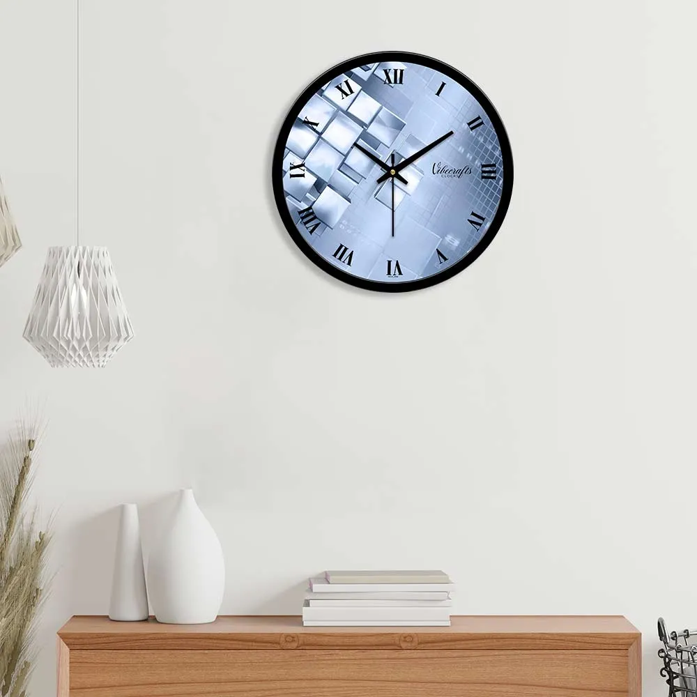 3D Colorful Silver Shape Design Premium Wall Clock