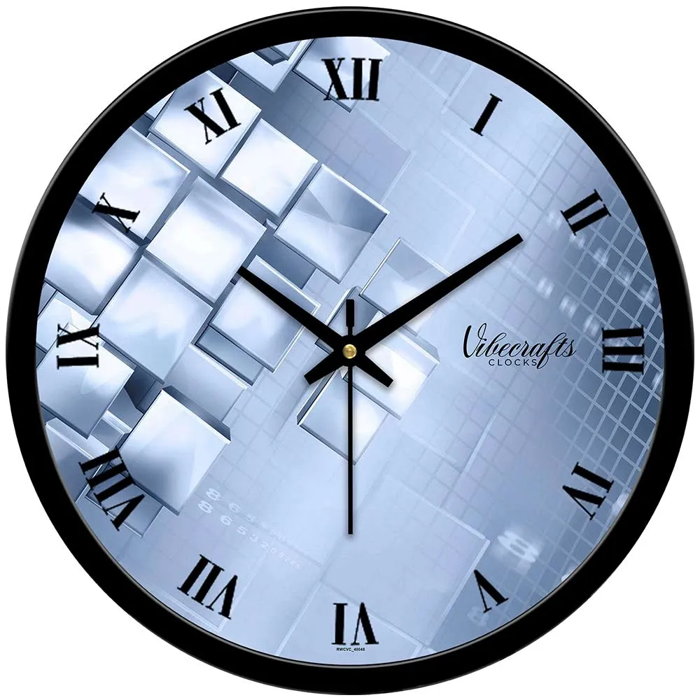 3D Colorful Silver Shape Design Premium Wall Clock