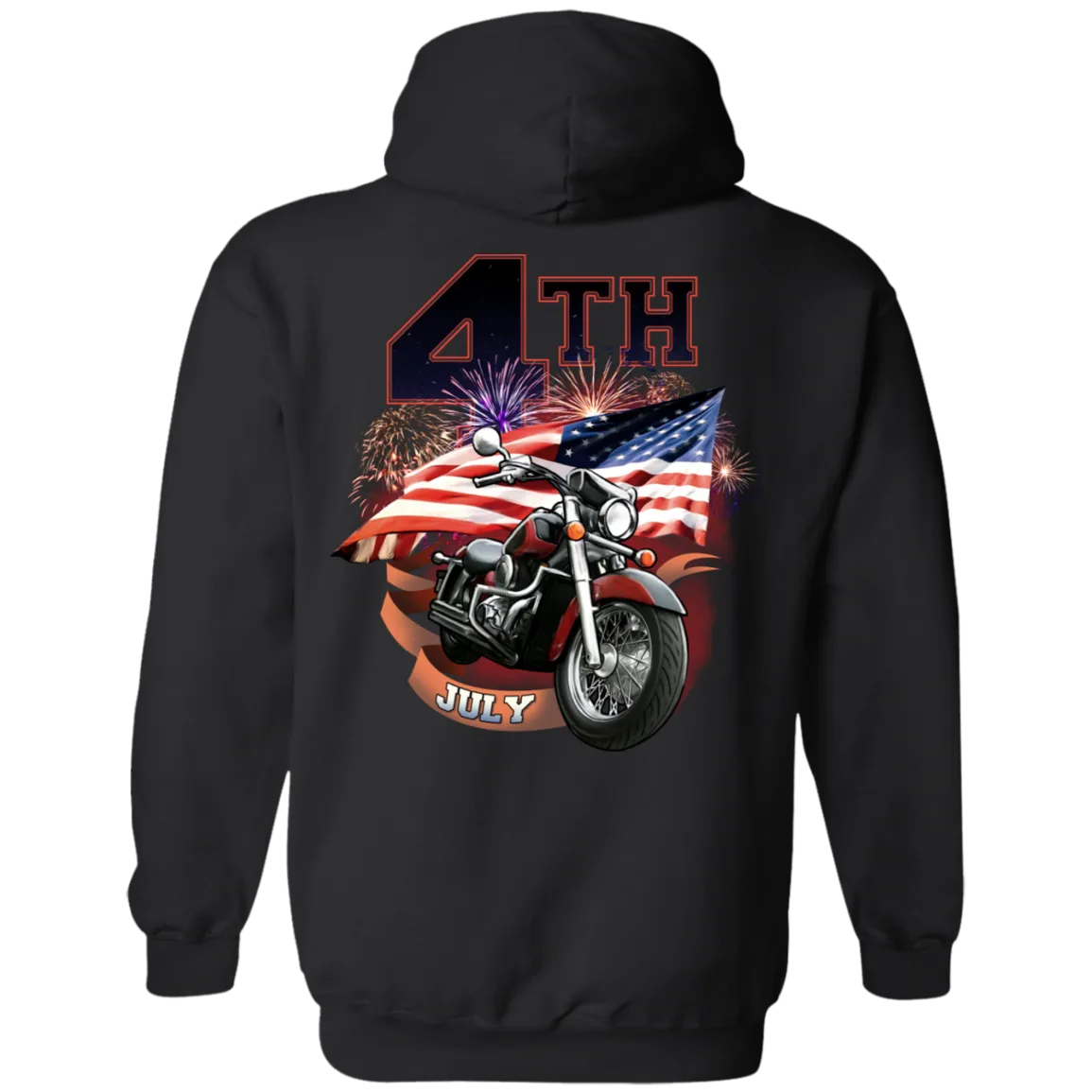 4th of July Hoodie, Cotton/Polyester, Black