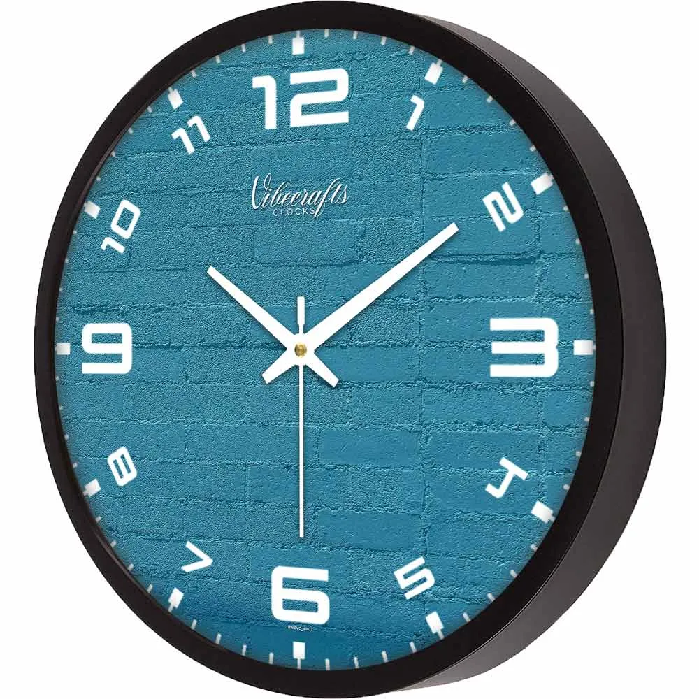 Abstract Blue Bricks Designer Wall Clock