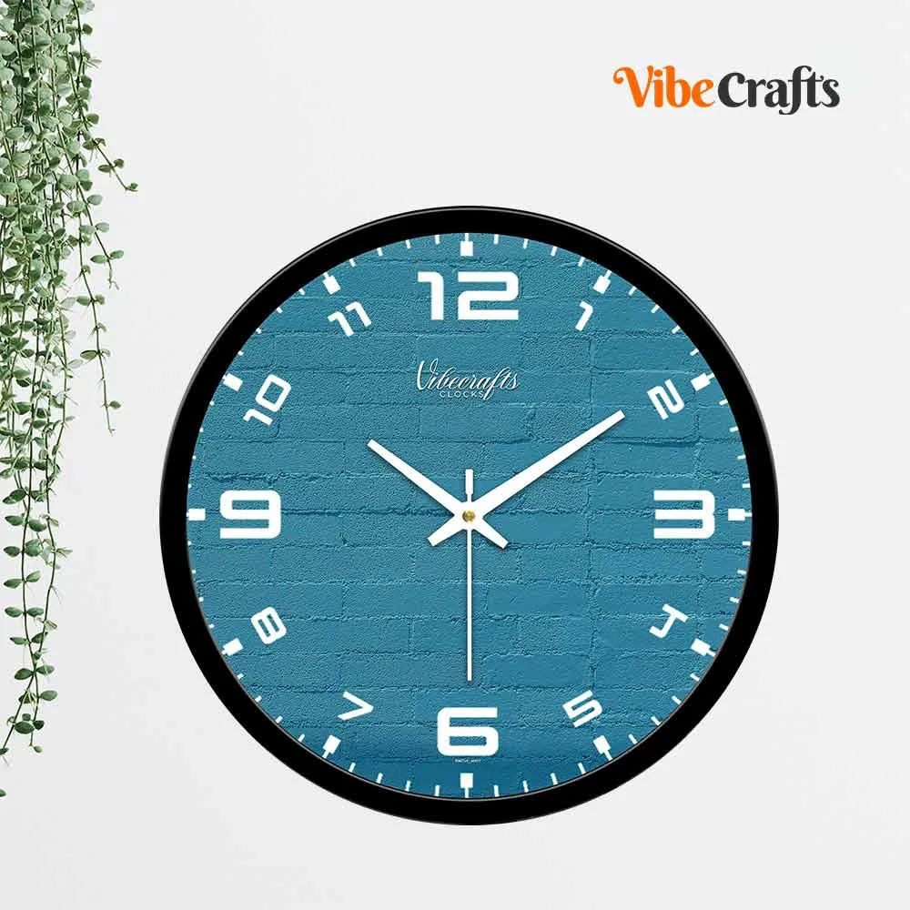 Abstract Blue Bricks Designer Wall Clock