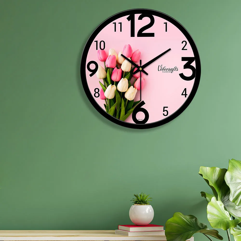 Abstract Color Flowers Design Premium Wall Clock