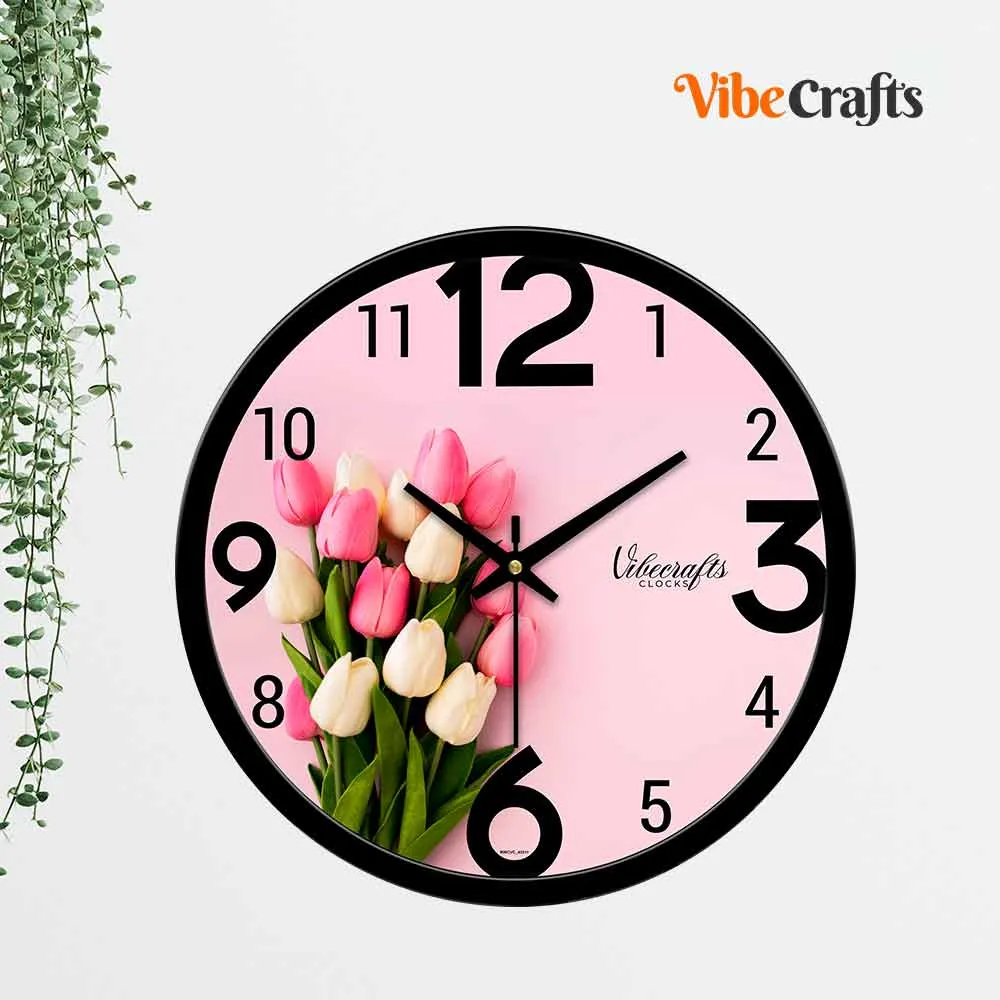 Abstract Color Flowers Design Premium Wall Clock