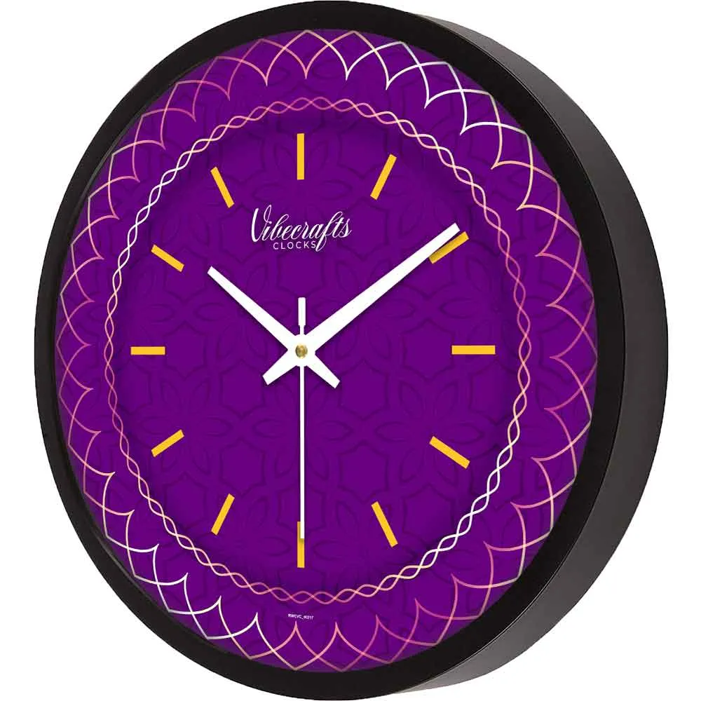 Abstract Purple Color Background Printed Design Wall Clock