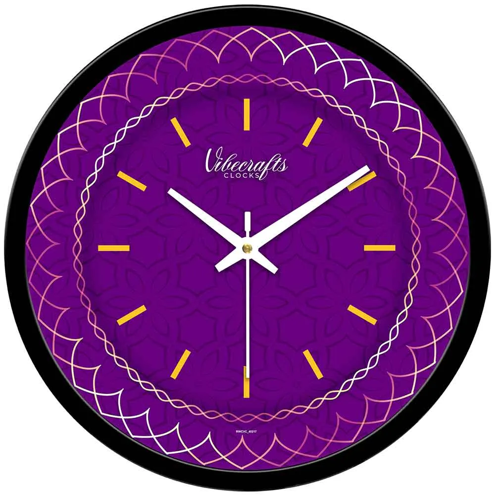 Abstract Purple Color Background Printed Design Wall Clock