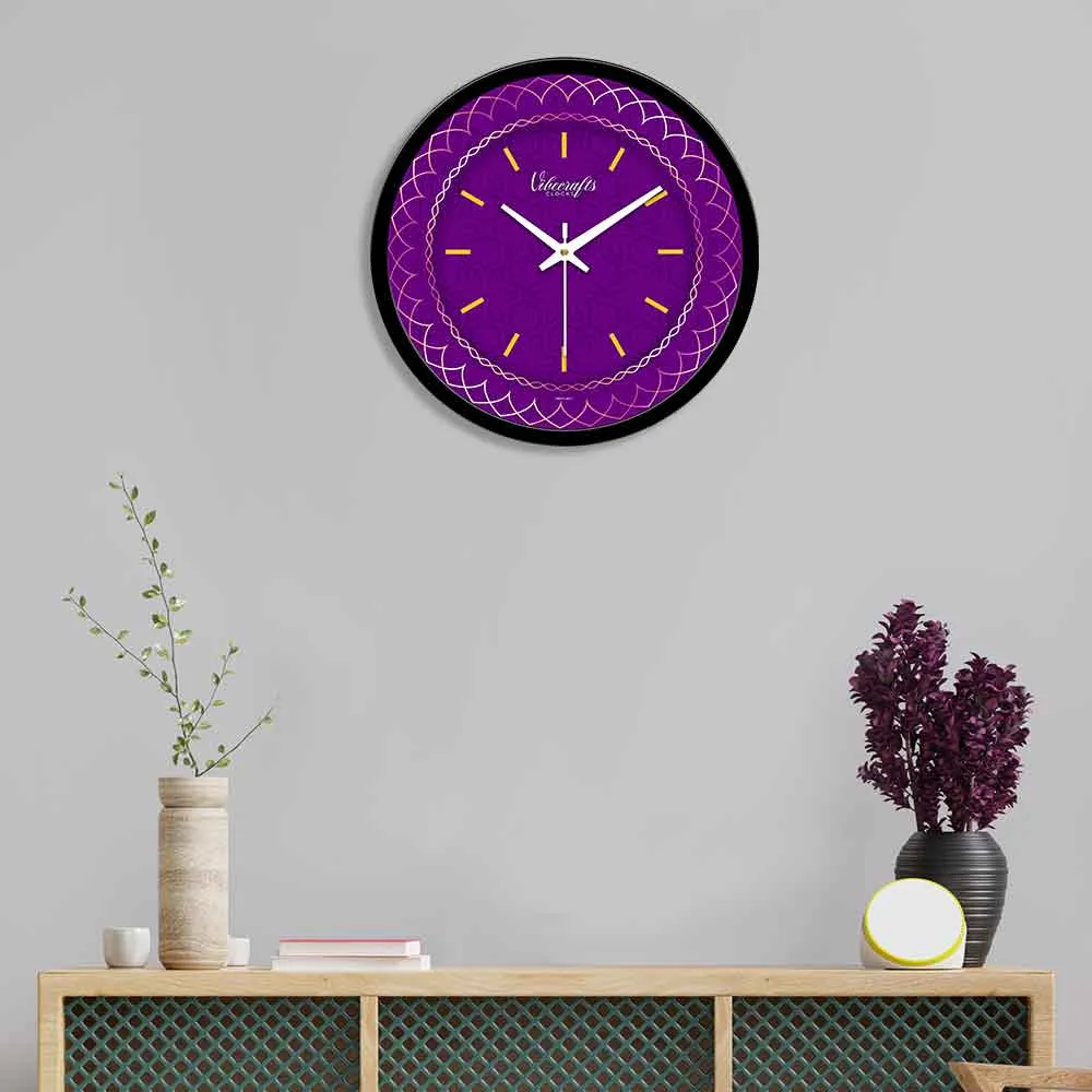 Abstract Purple Color Background Printed Design Wall Clock