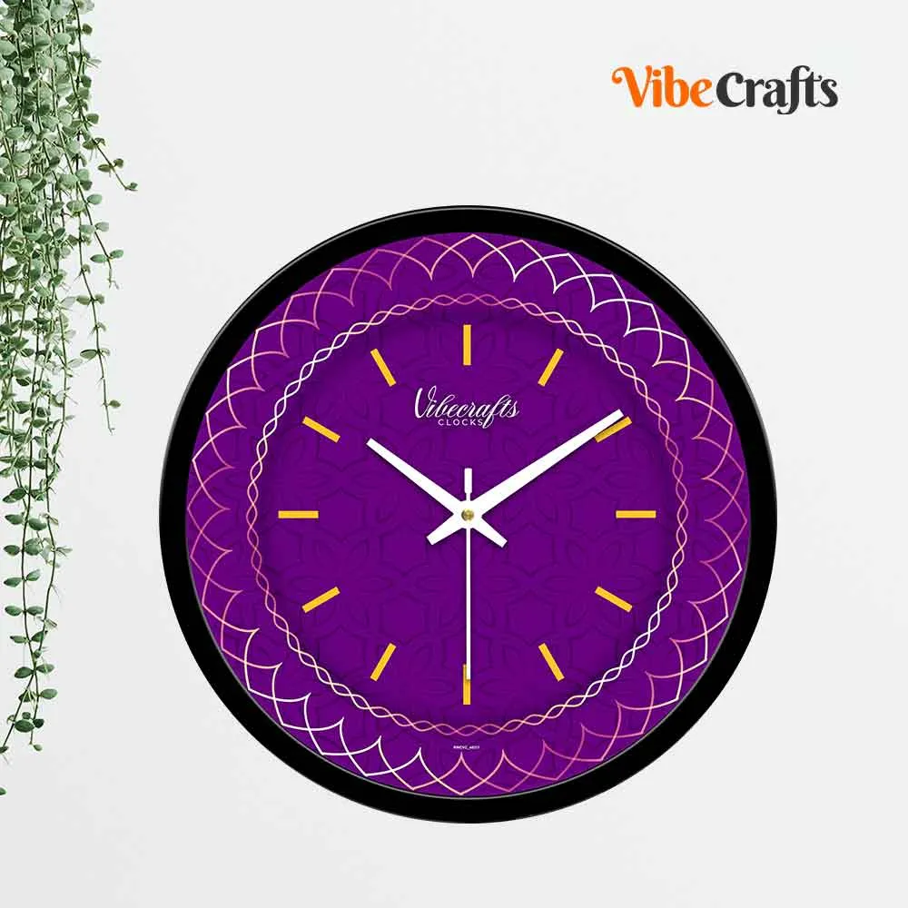 Abstract Purple Color Background Printed Design Wall Clock