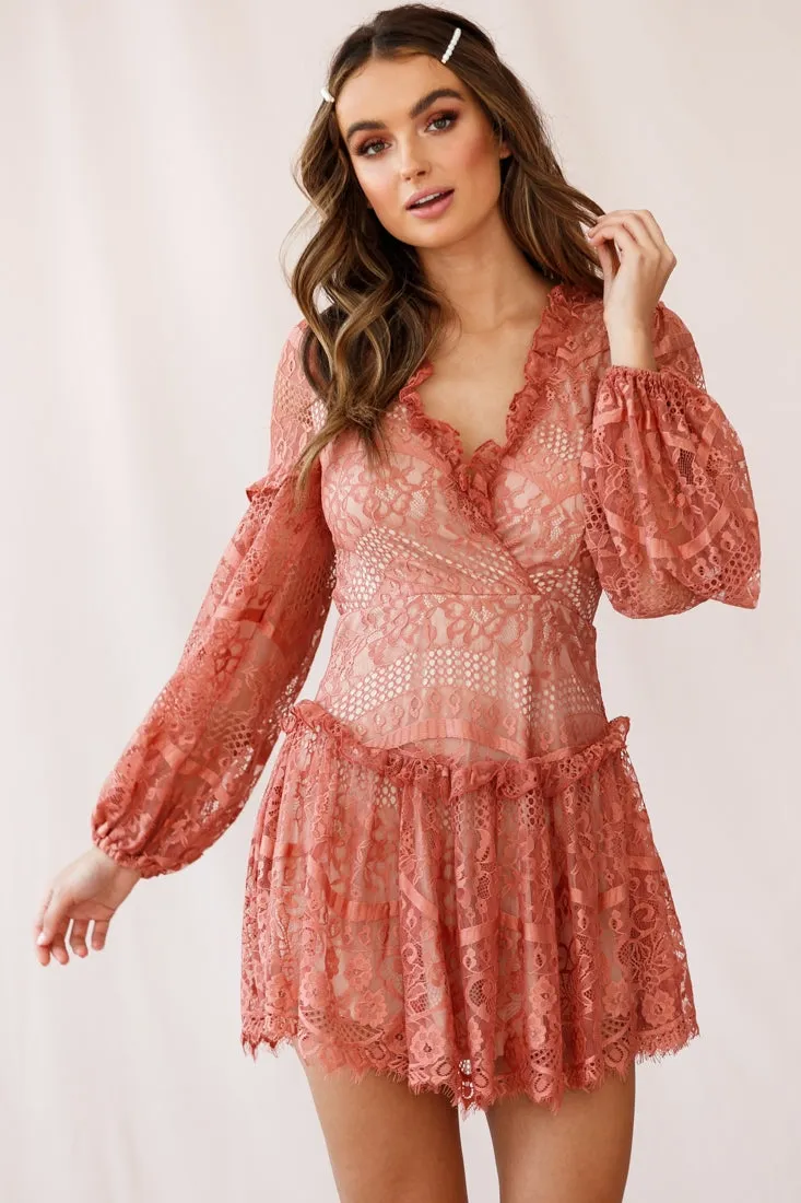 Albany Open Back Frill Dress Rose