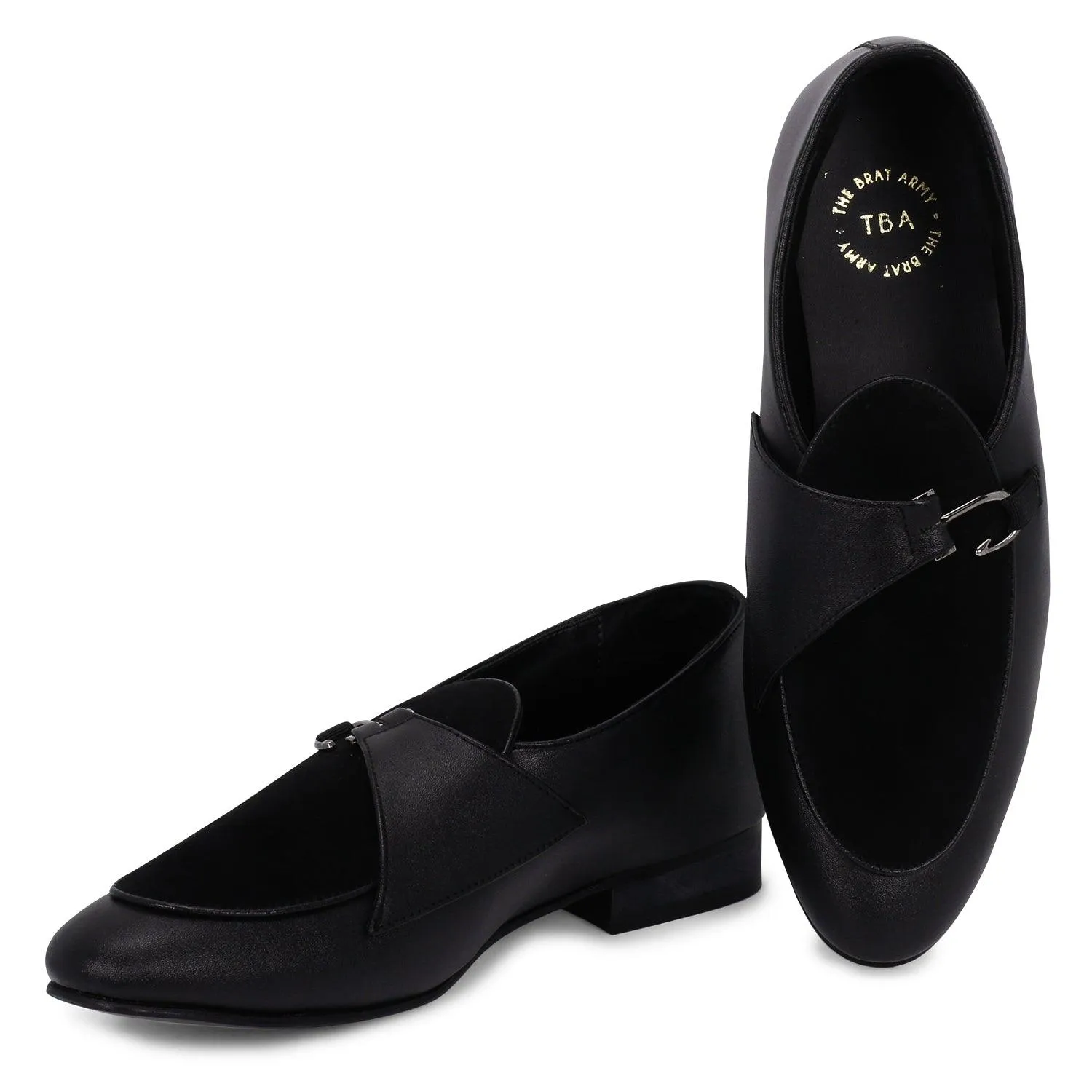 Anchor Black  Buckle Loafers.