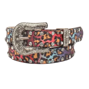 Angel Ranch Girls Leopard Print Crystal Studded Belt D130001097