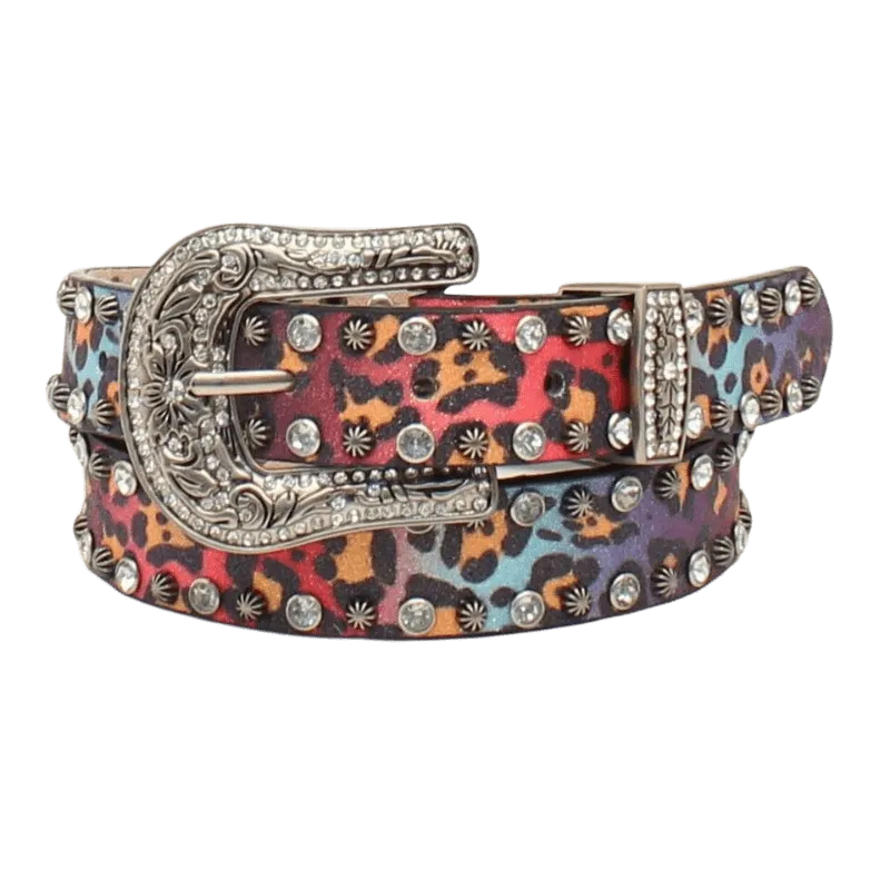 Angel Ranch Girls Leopard Print Crystal Studded Belt D130001097