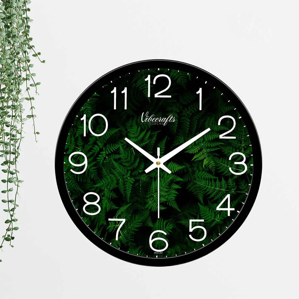 Beautiful Green Leafs Designer Wall Clock