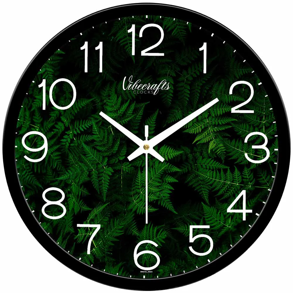 Beautiful Green Leafs Designer Wall Clock