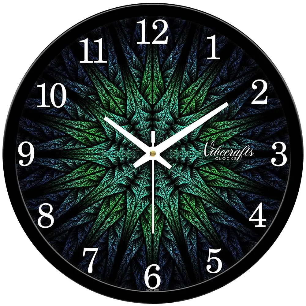 Beautiful Green Leaves Pattern Wall Clock