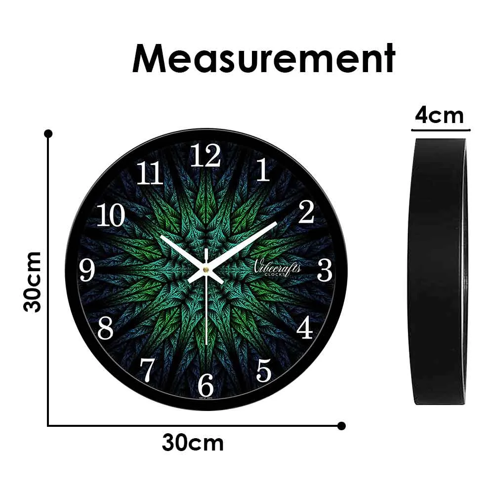 Beautiful Green Leaves Pattern Wall Clock