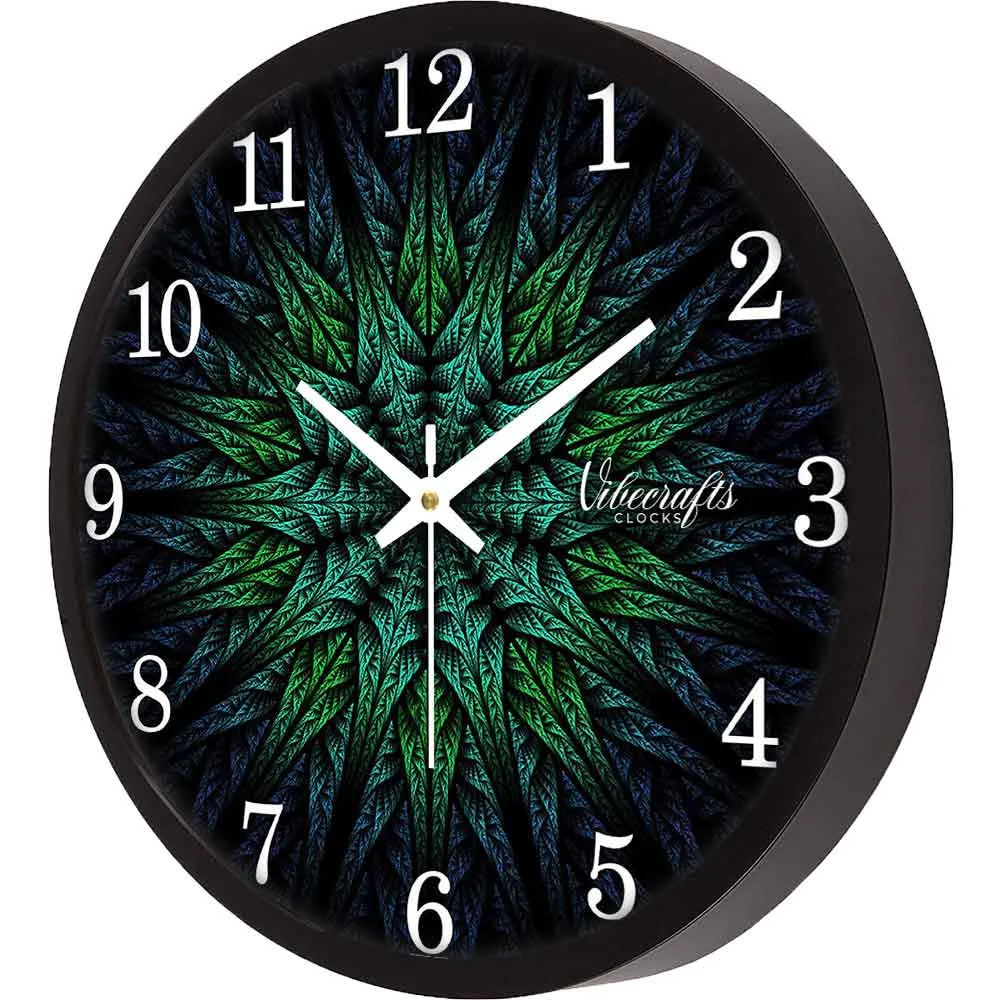 Beautiful Green Leaves Pattern Wall Clock