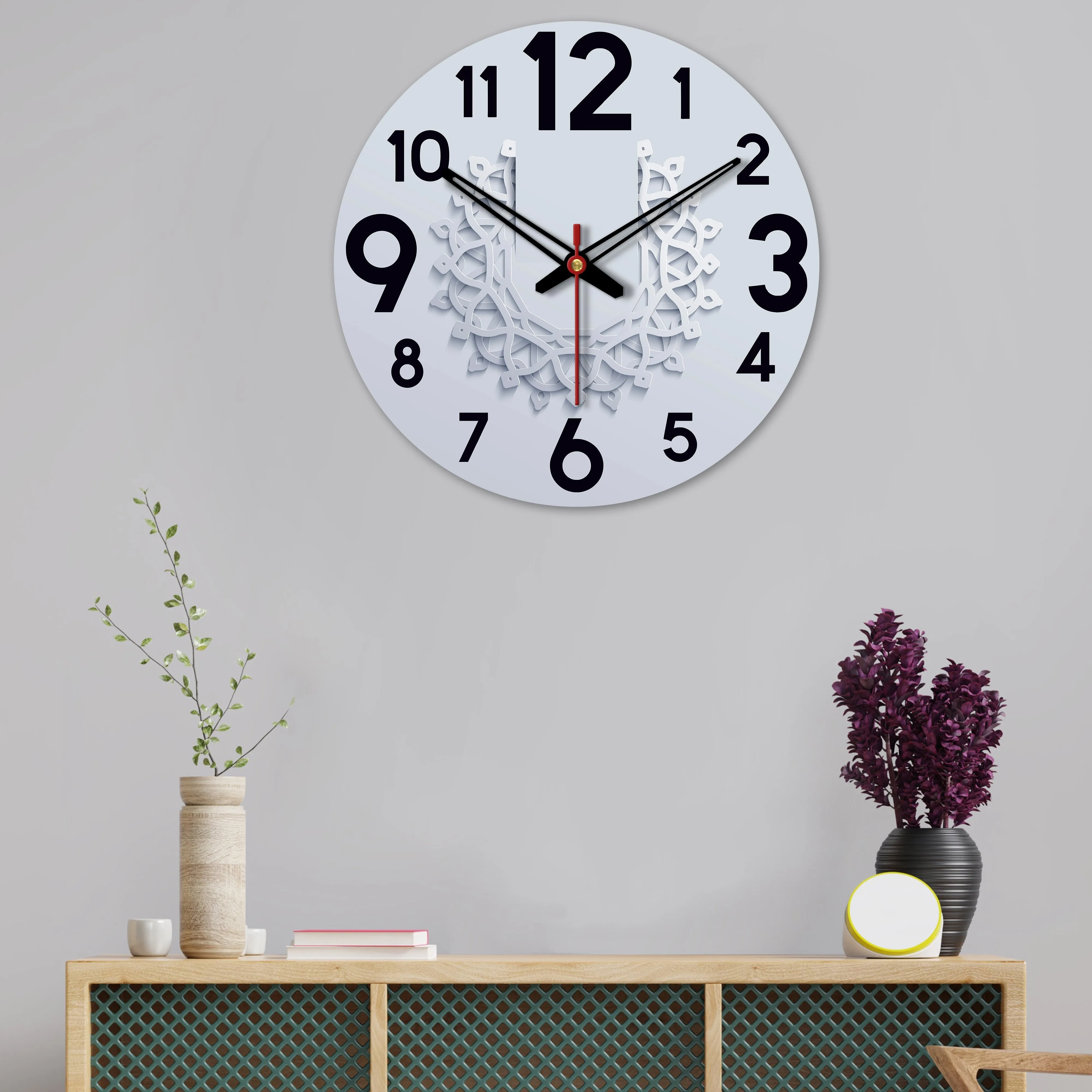 Beautiful Pattern Printed Wooden Wall Clock