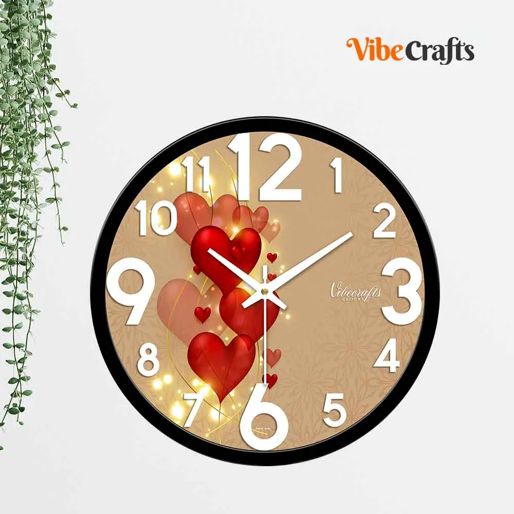 Beautiful Red Heart Designer Wall Clock