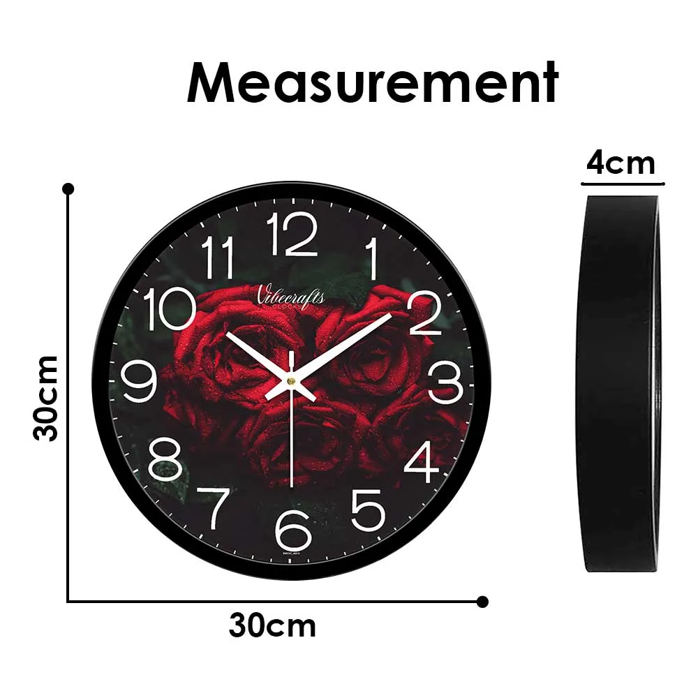 Beautiful Red Rose Designer Wall Clock For Living Bedroom