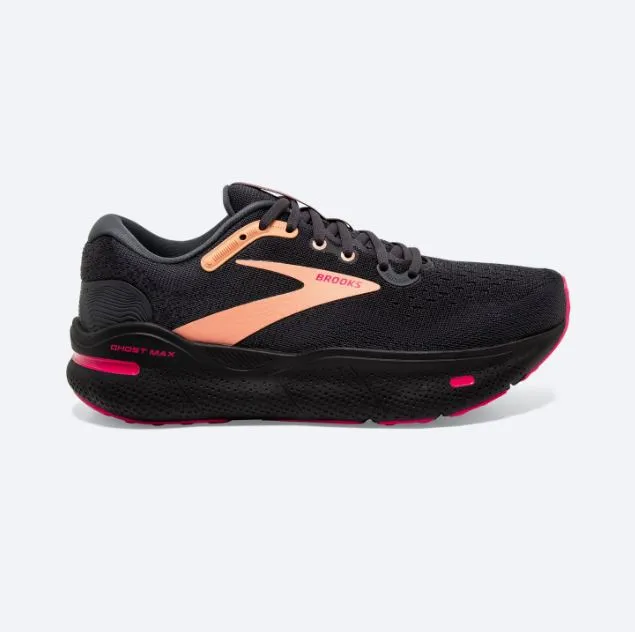 Brooks Women's Ghost Max - Black/Papaya/Raspberry