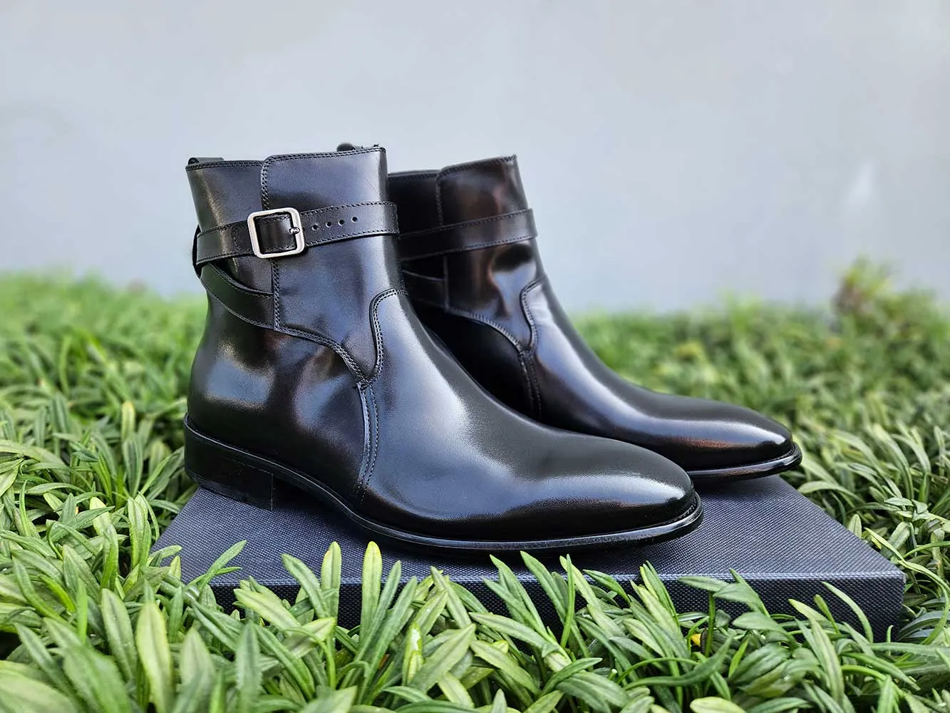 Buckle Leather Strap Boots