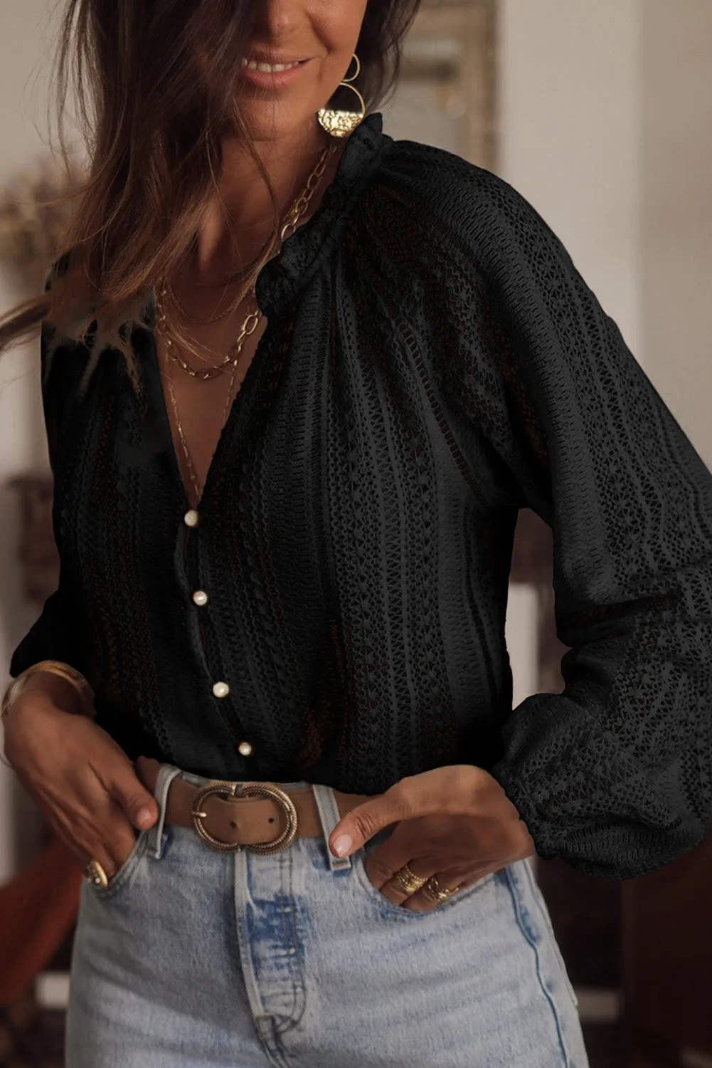 Button Down lace top