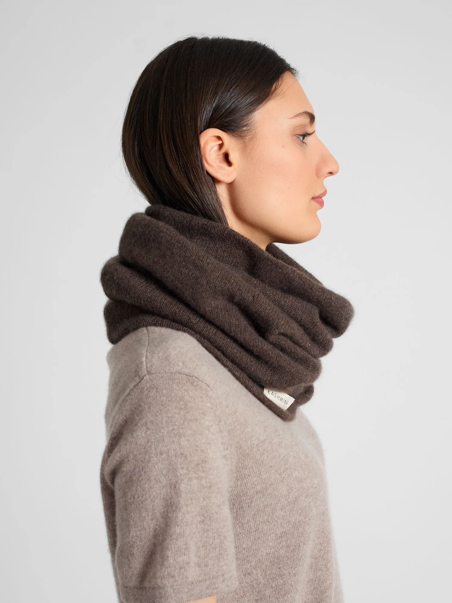 Cashmere snood "Eida" - dark brown