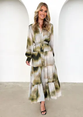 Cecile Maxi Dress - Olive Splash