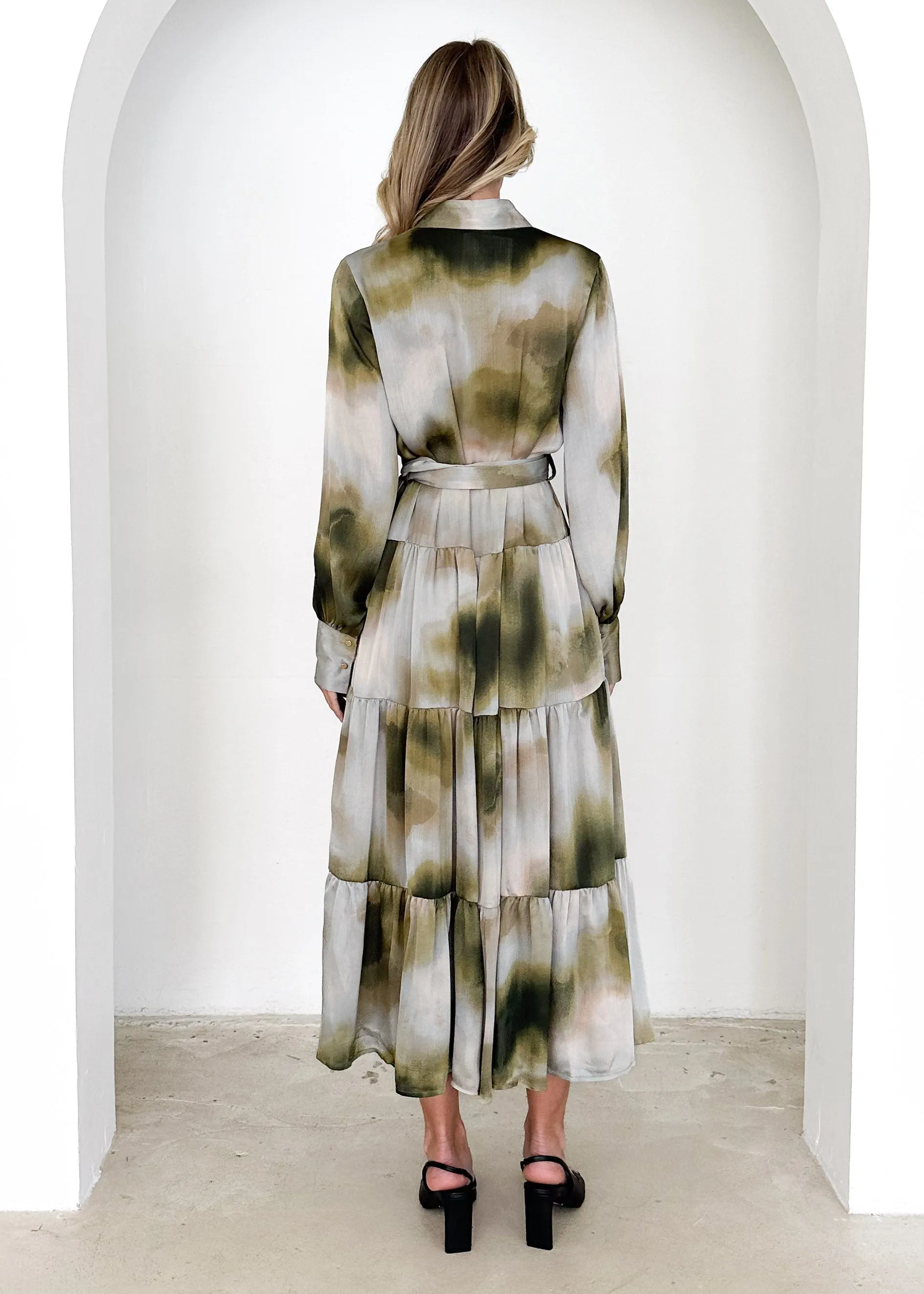 Cecile Maxi Dress - Olive Splash