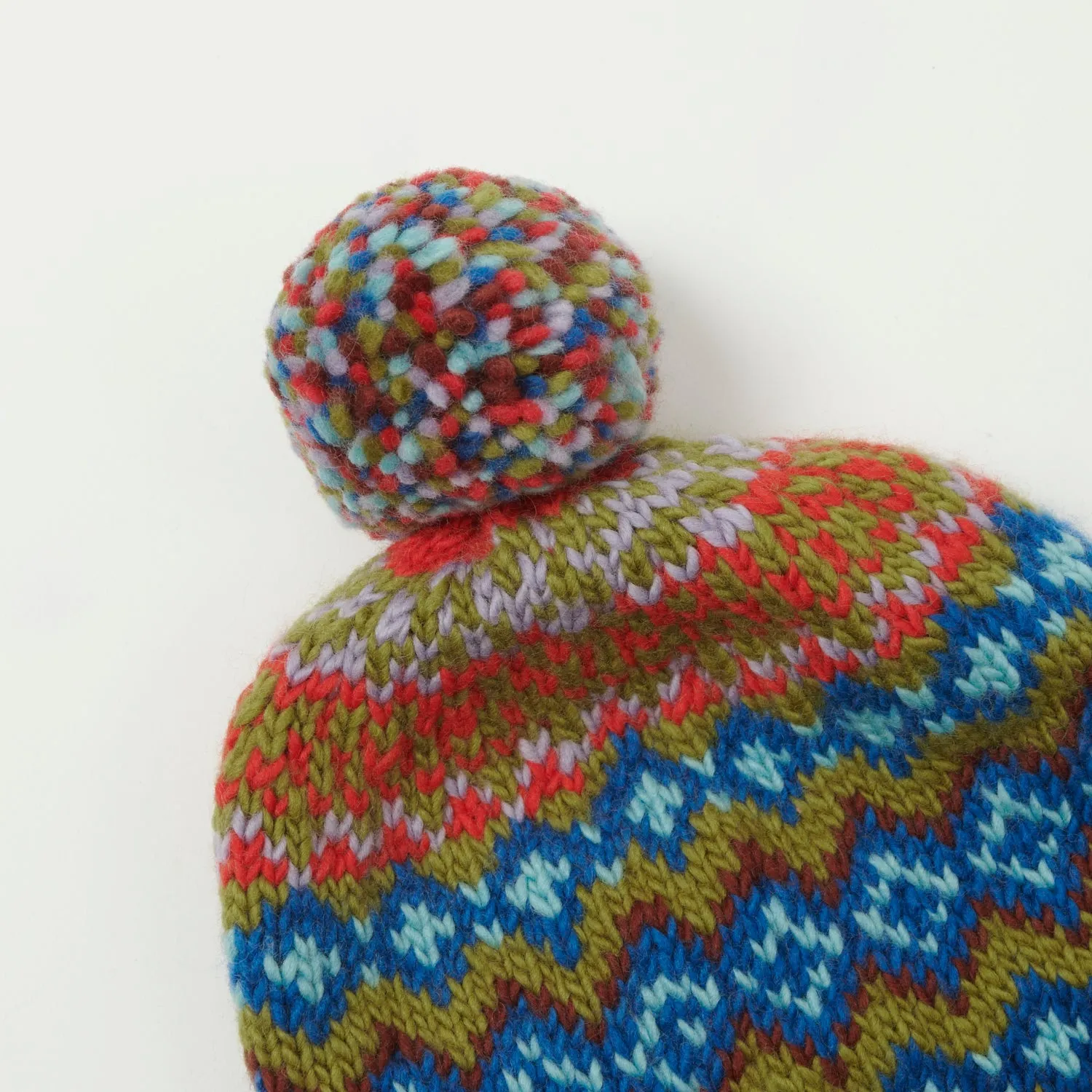 Chamula Fair Isle Double Cuff #8 Cap - Seaweed