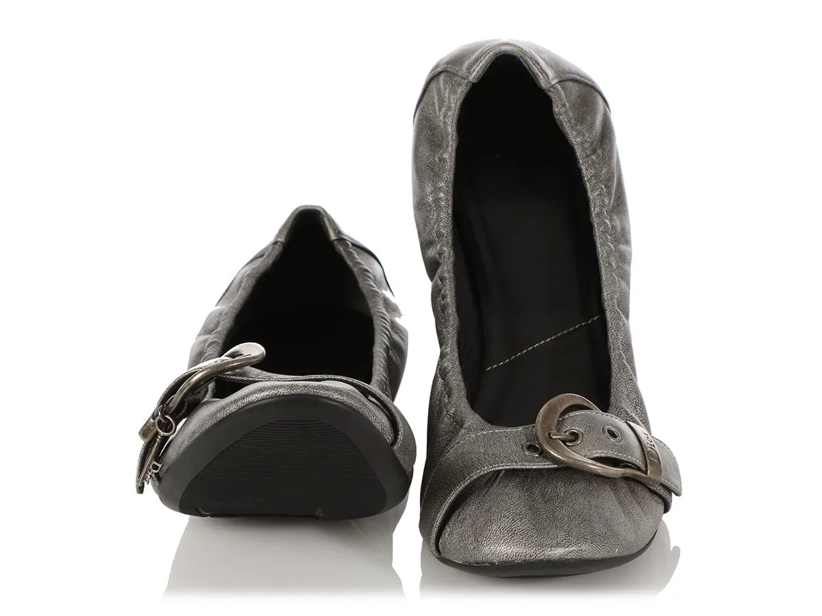 Dior Pewter Western Ball Ballet Flats