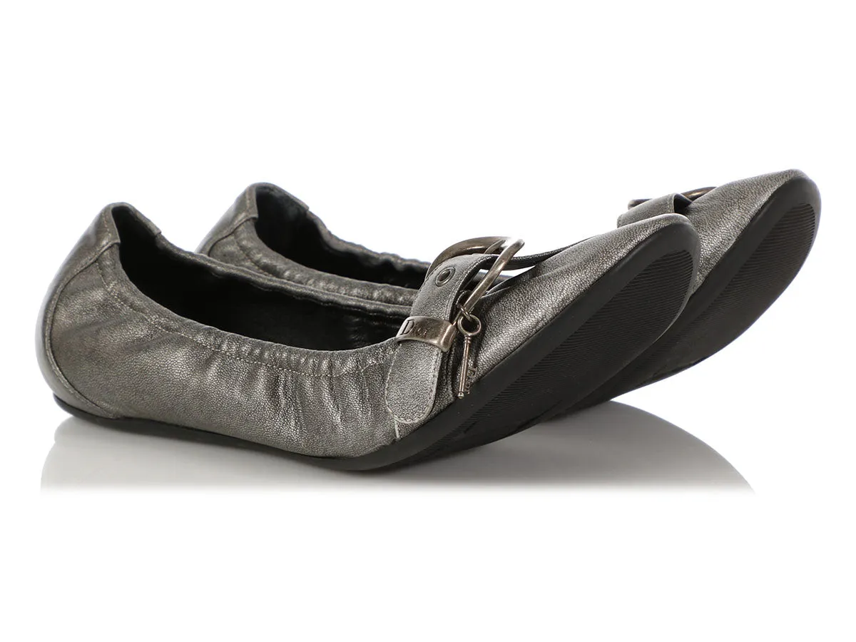 Dior Pewter Western Ball Ballet Flats