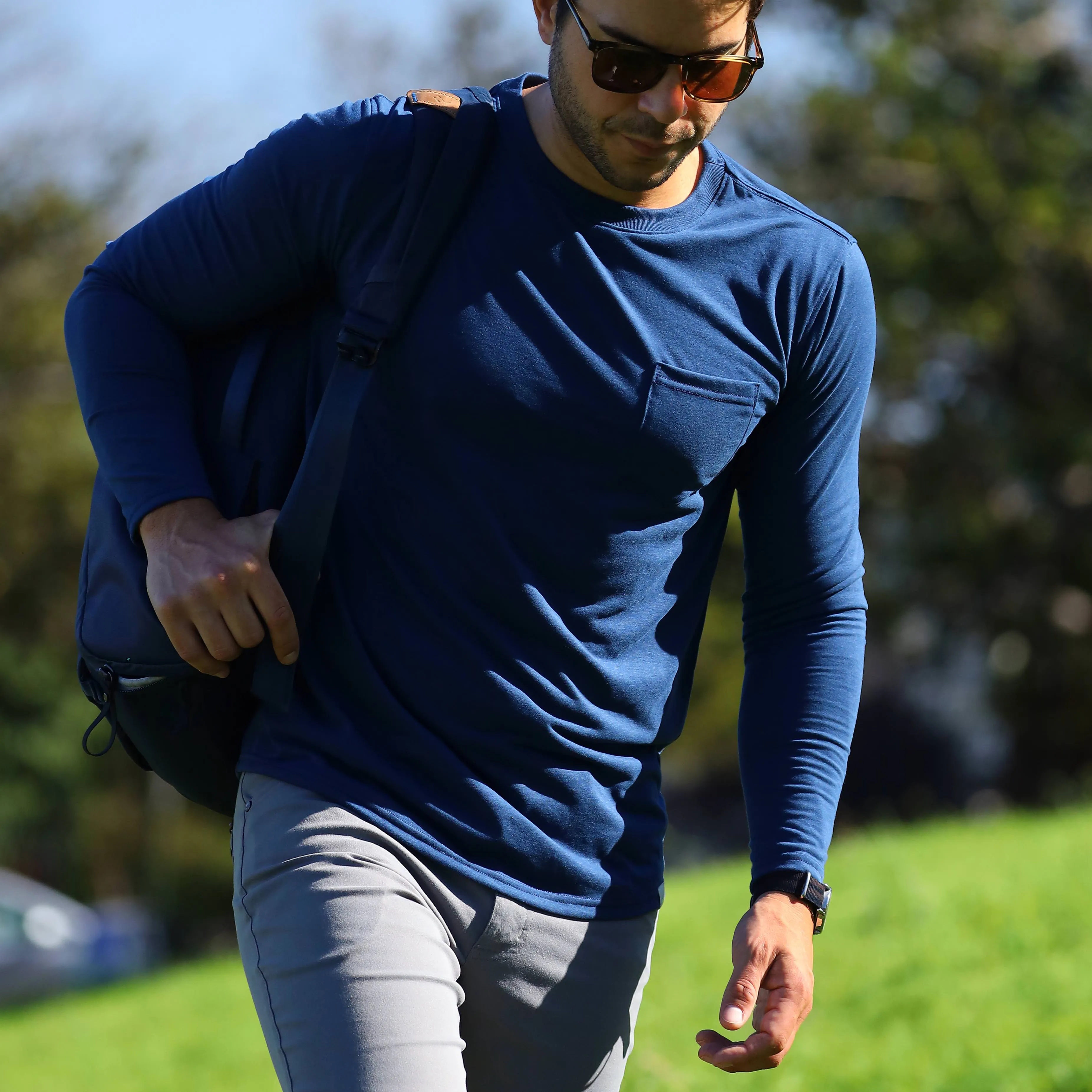 Everyday Long Sleeve Tee with Pocket in River