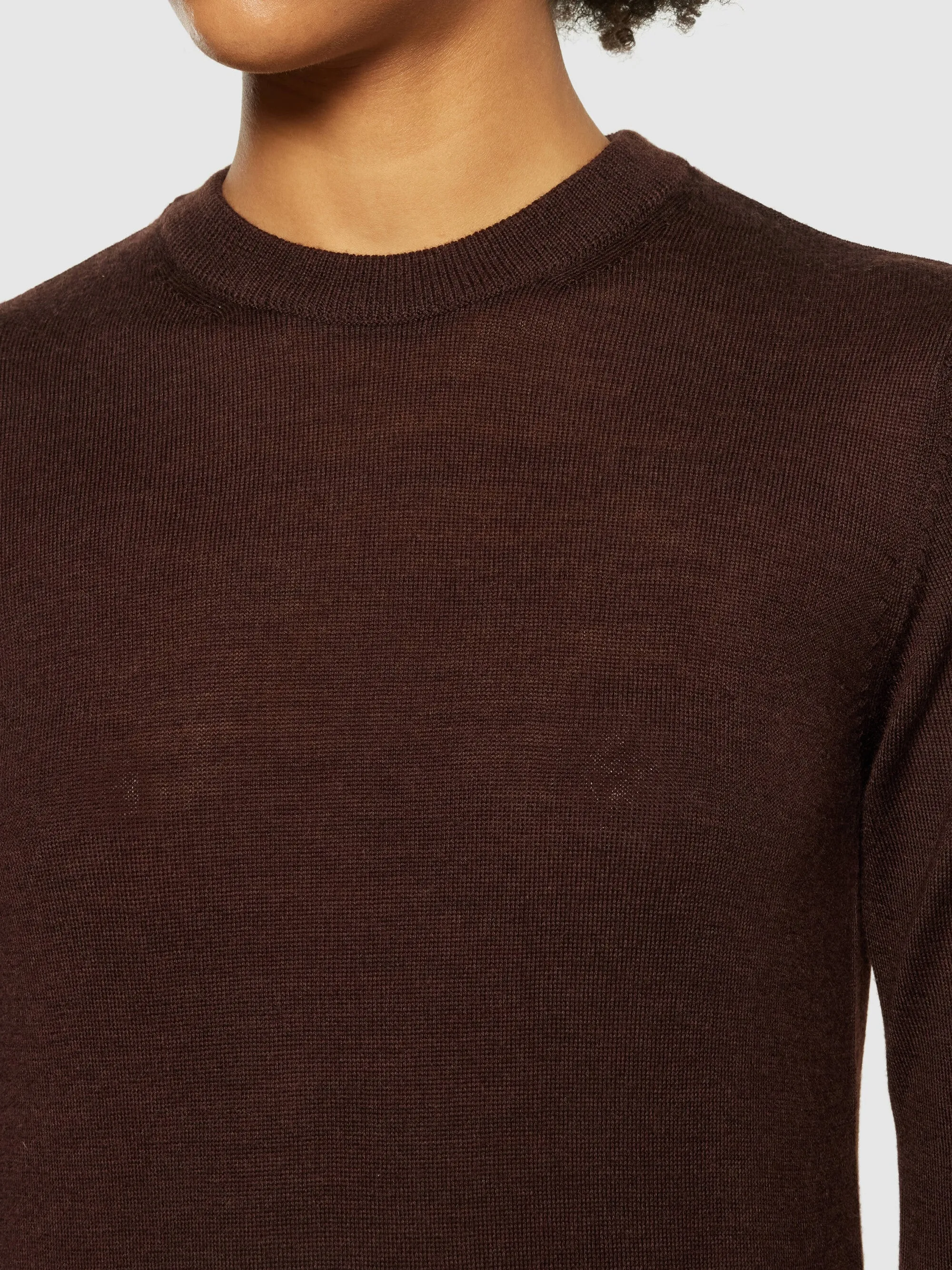 Fine merino crew neck - RWS - Demitasse (brown)