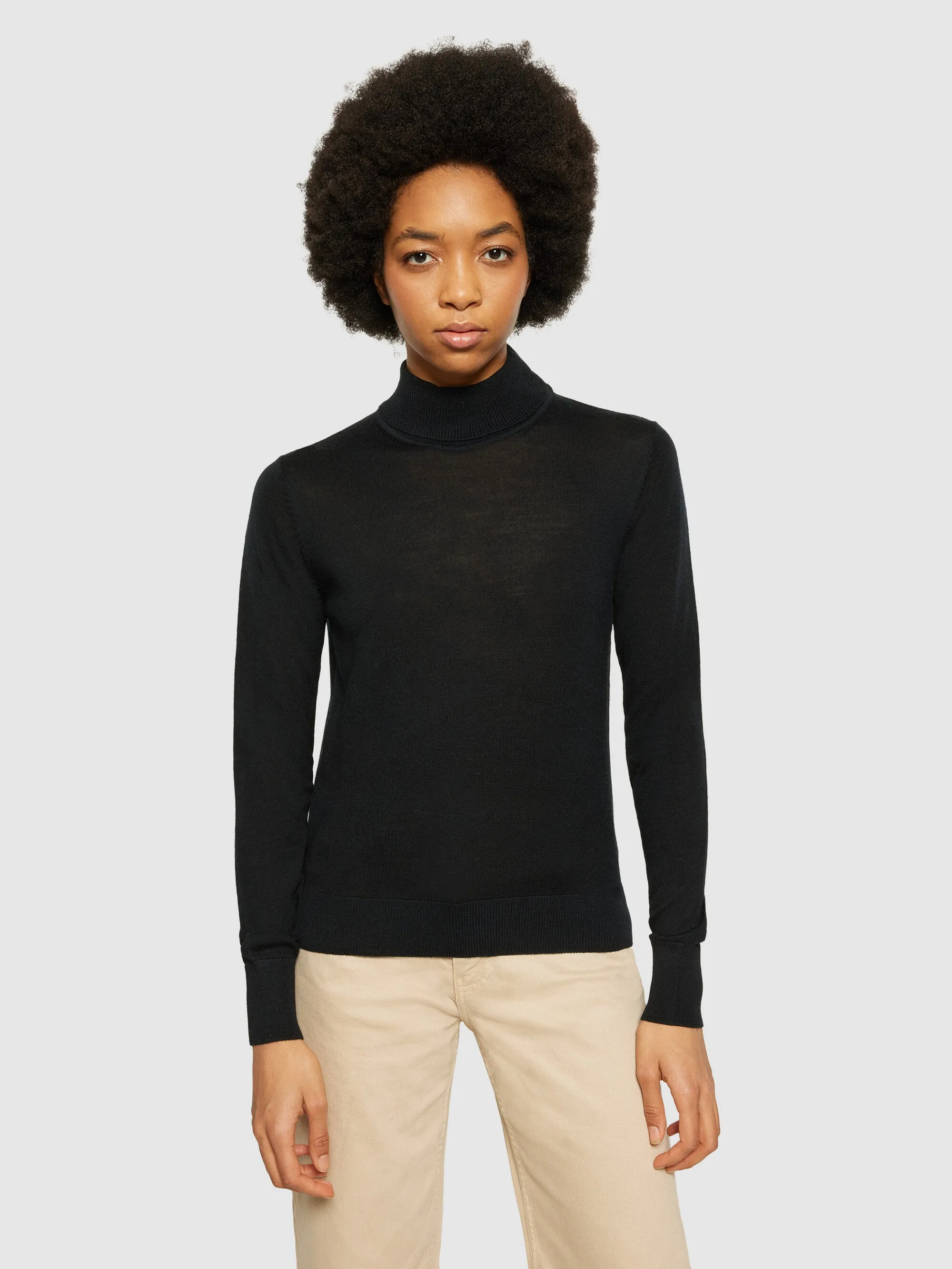 Fine merino roll neck - RWS - Black Jet