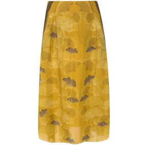 FLOWING SILK SKIRT "LEANDRA" WITH GINKGO PRINT