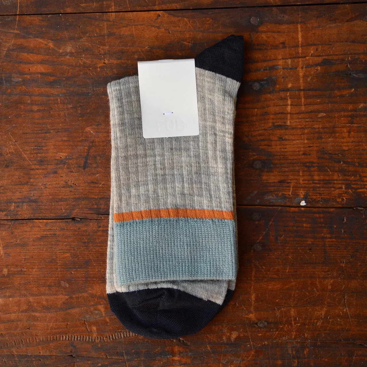 FUB Merino Wool Socks - Fine Colourblock Knit (Adults)