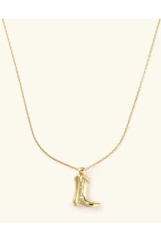 golden cowboy boot necklace