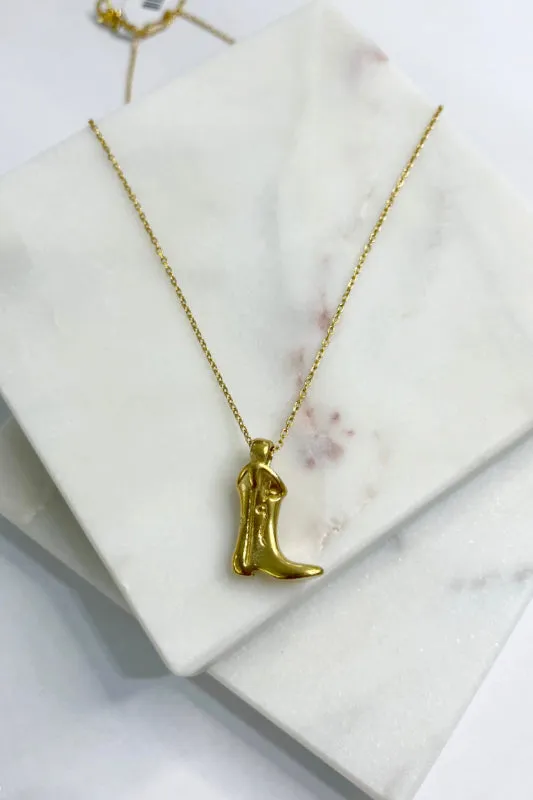 golden cowboy boot necklace