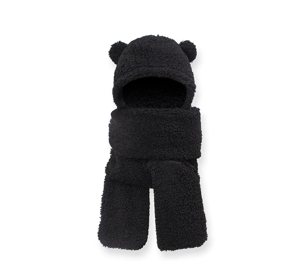 Hat Scarf and Gloves 3 In 1 Cute Bear Plush Hat