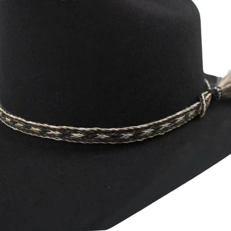 Horsehair Braided Single Tassel Cowboy Hat Band - Pepper