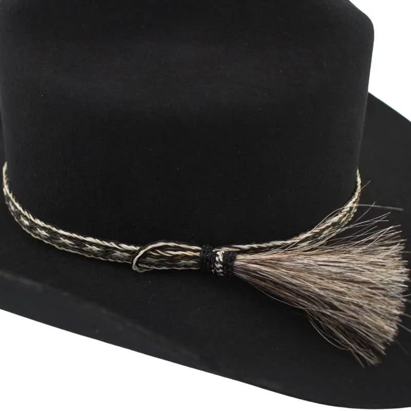 Horsehair Braided Single Tassel Cowboy Hat Band - Pepper