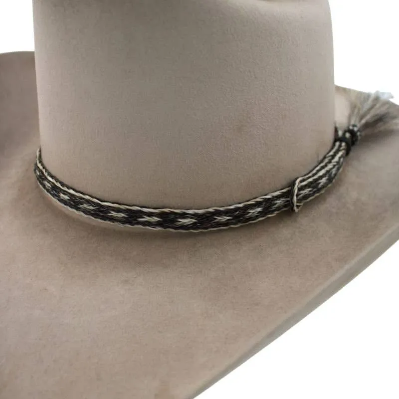 Horsehair Braided Single Tassel Cowboy Hat Band - Pepper