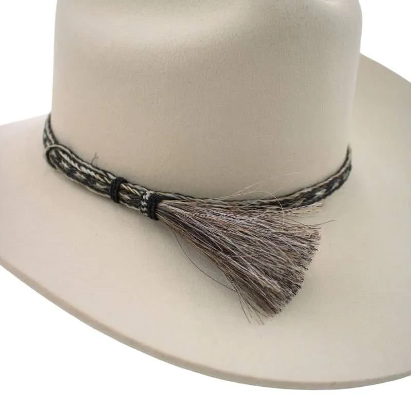 Horsehair Braided Single Tassel Cowboy Hat Band - Pepper