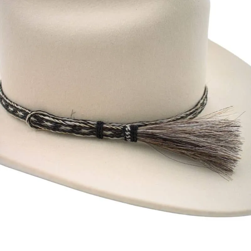 Horsehair Braided Single Tassel Cowboy Hat Band - Pepper