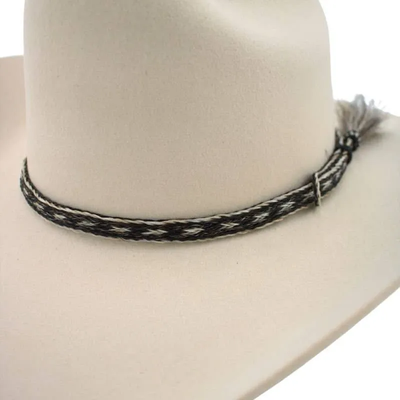 Horsehair Braided Single Tassel Cowboy Hat Band - Pepper